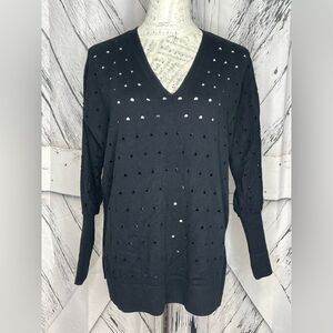 J. Society V Neck Sweater With Holes XS